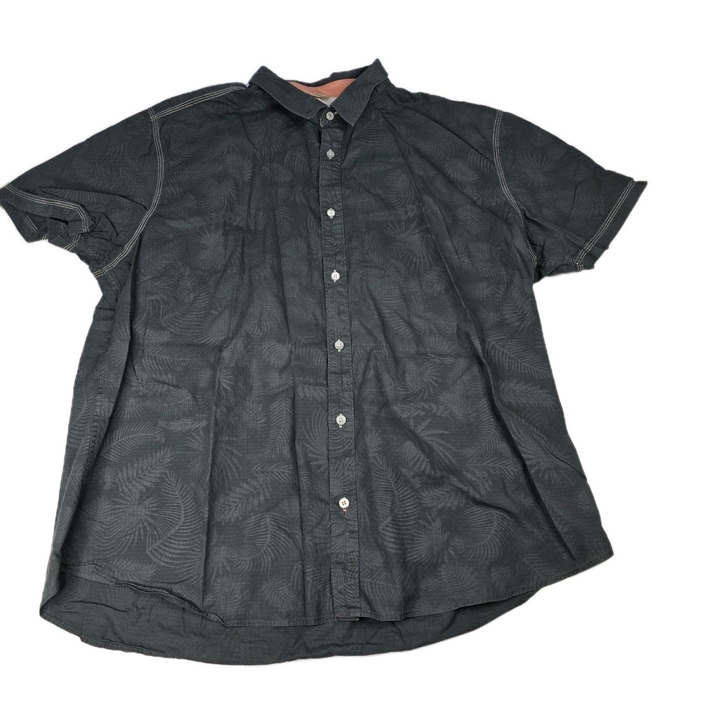 Cypress Club Button Hawaiian Floral Dress Shirt Gray‎ Men's XXL Short Sleeve